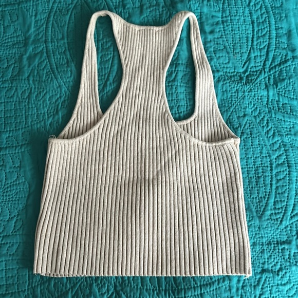 Intimately Free People Ribbed Beige Racerback Tank Top M - Picture 2 of 6